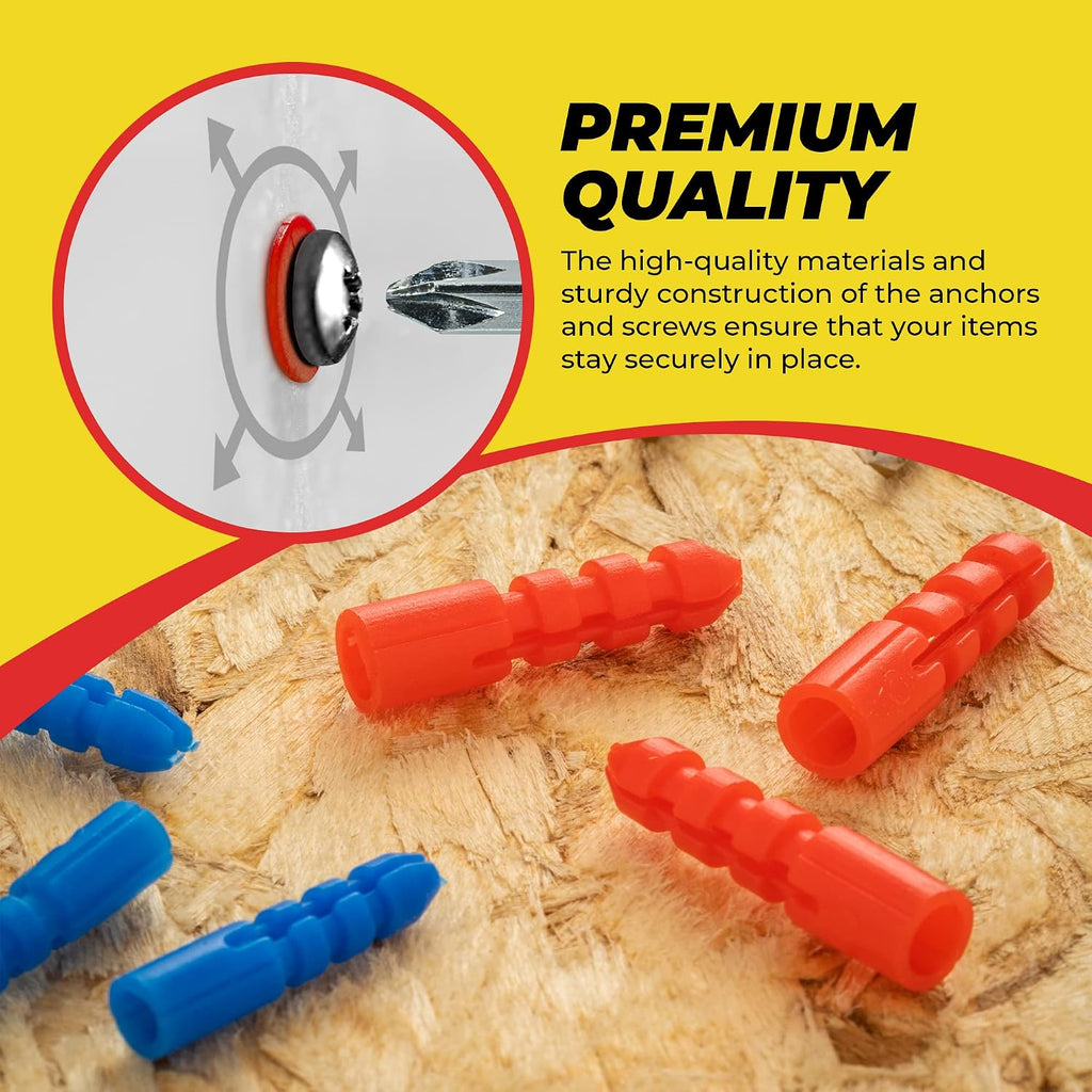 Drywall and Hollow-wall Anchor Assortment Kit, Anchors, Screws, Wall Anchor Hooks, and Hollow-Door Toggle Anchor