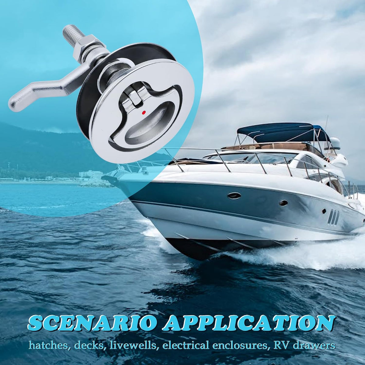Boat Cam Latch, Marine 316 Stainless Steel Boat Hatch Latch with Back Plate, Flush Pull Handle & Adjustable Arm Includes Installation Screws Marine Hatch Deck Hardware for Ships, Yachts, RVs 1pcs/2pcs