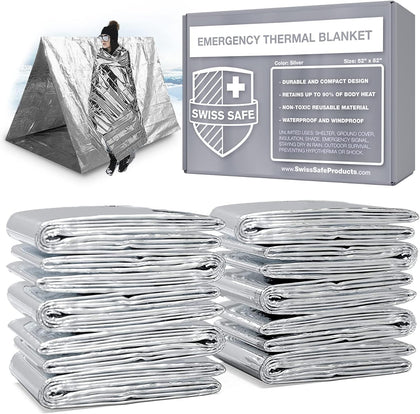 Emergency Mylar Thermal Blankets + Bonus Space Blanket - Compact & Insulated for Cold Weather - Designed for NASA