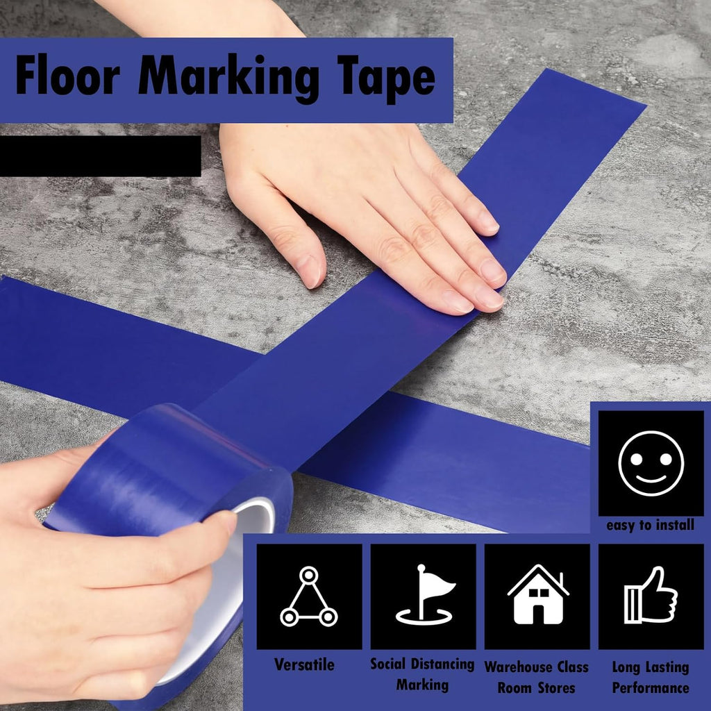 6 Rolls 2" x33 Yds Floor Marking Tape and Dance Splicing Tape, Blue