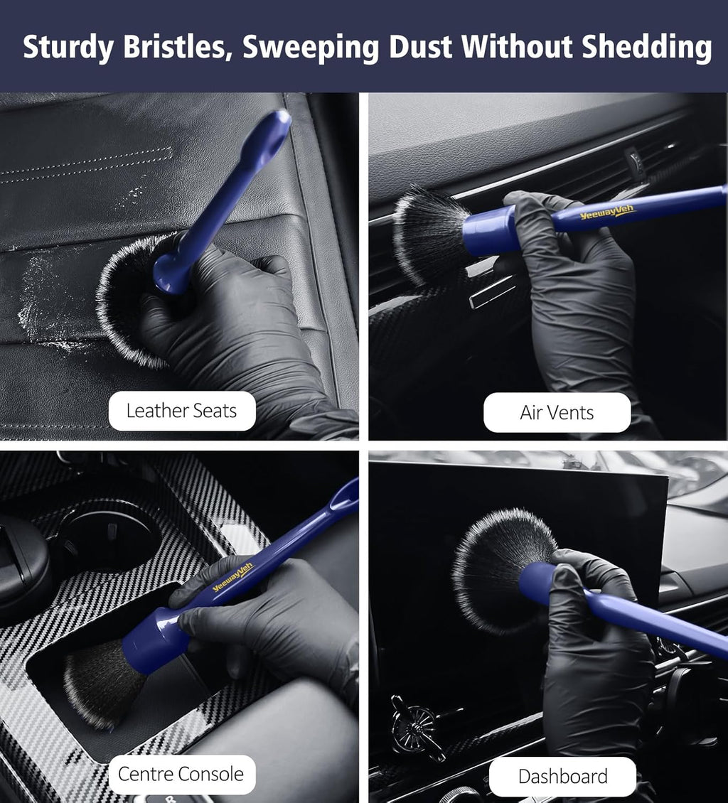 Car Detailing Brush Set, 3PCS Ultra Soft and Thick No Scratch Detail Brush for Car Dashboard Air Vents Leather Seat