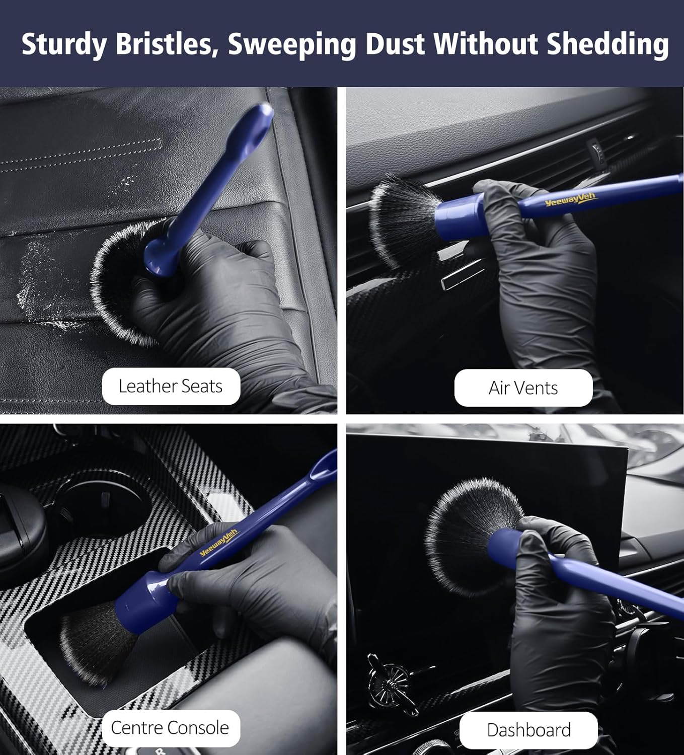 Car Detailing Brush Set, 3PCS Ultra Soft and Thick No Scratch Detail Brush for Car Dashboard Air Vents Leather Seat