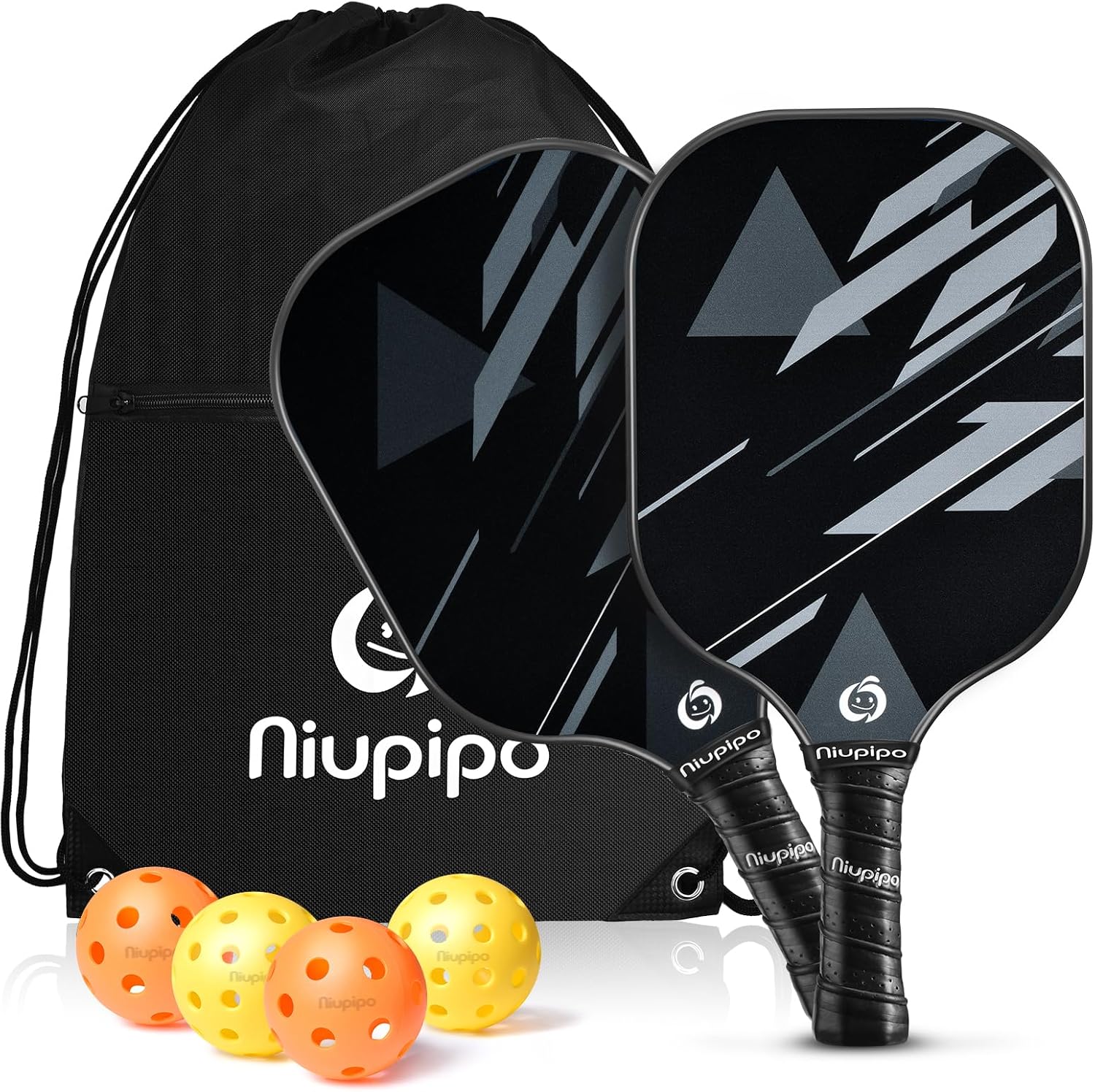 Pickleball Paddles Set of 2 or 4, USAPA Approved Fiberglass Pickleball Paddle Set with Balls and Bag, Polypropylene
