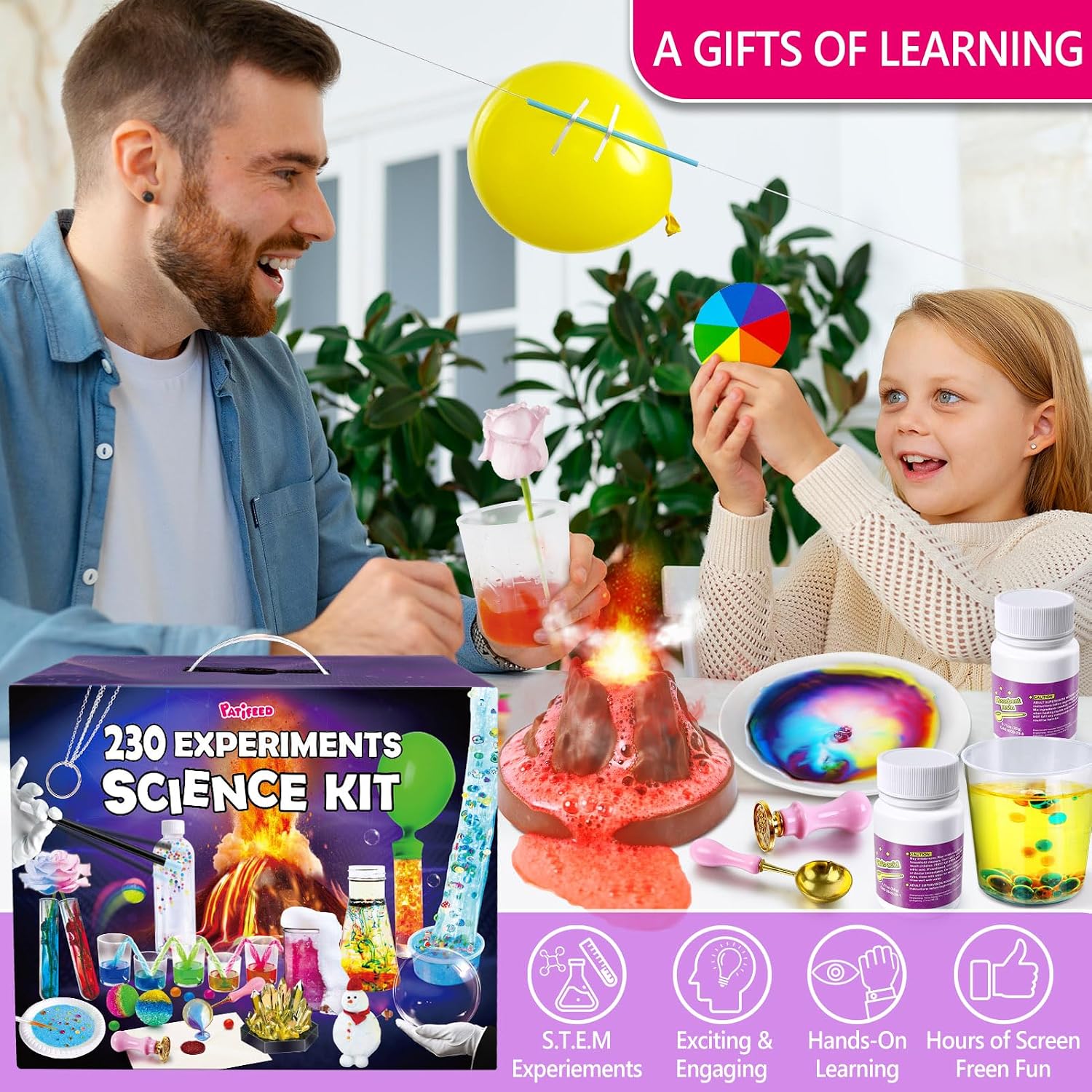 230 Experiments Science Kit for Kids Chemistry Set | S.T.E.M Toys, Crystal Growing, Physics, Slime, Volcano
