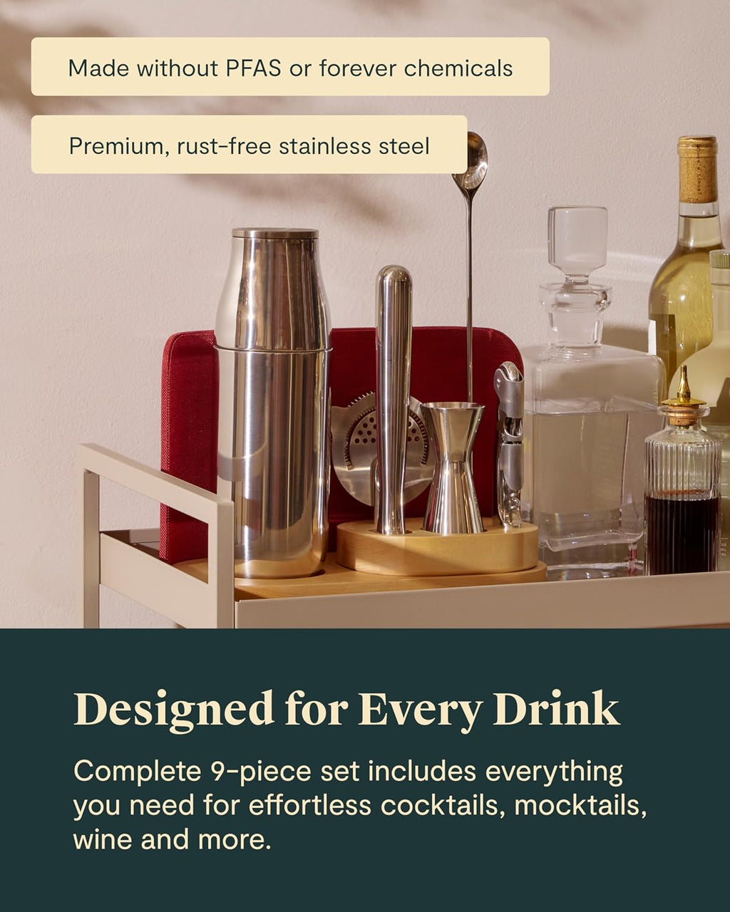 9-Piece Complete Bar Set with Organizer