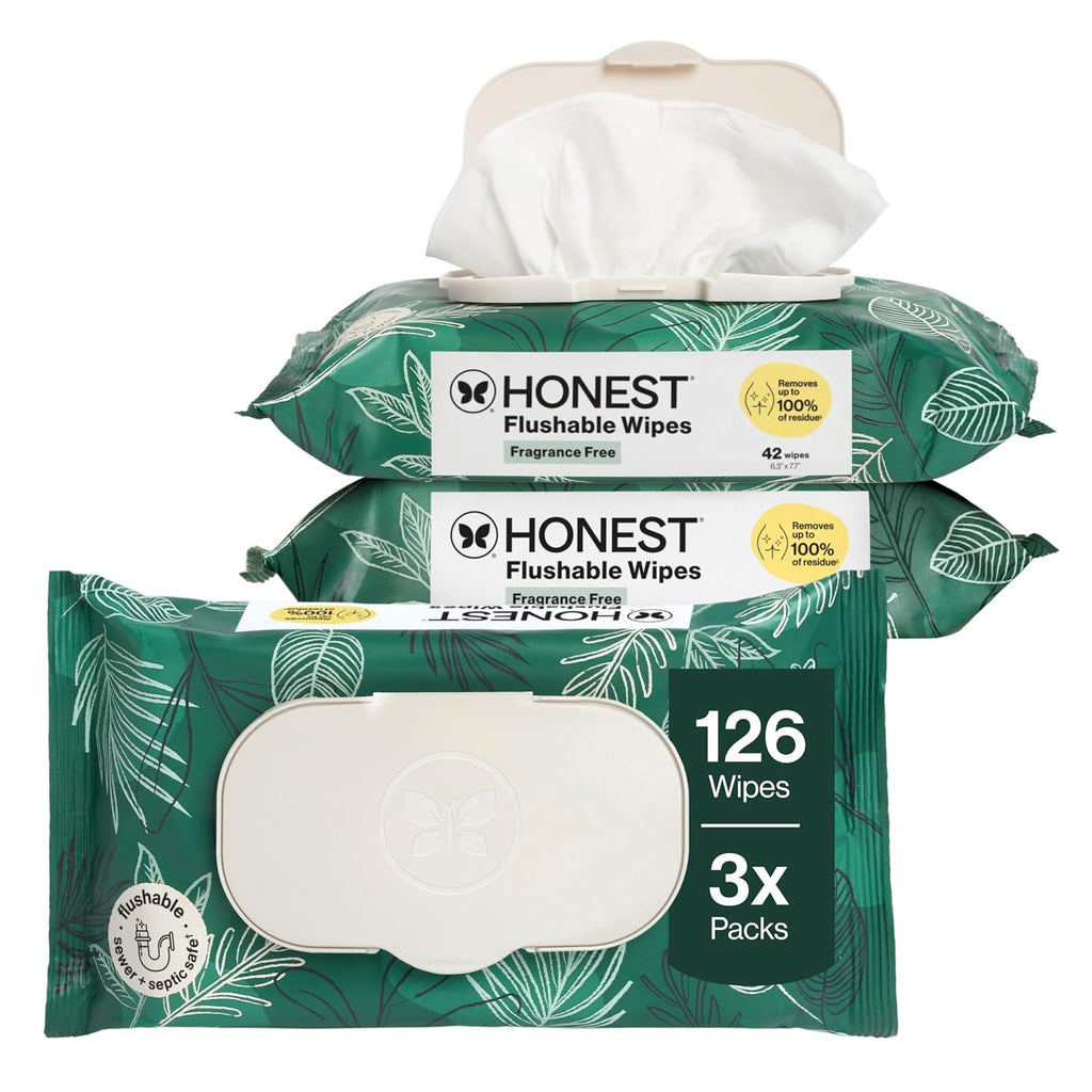 Flushable Wipes, Hypoallergenic, Tropical Leaves, 126ct