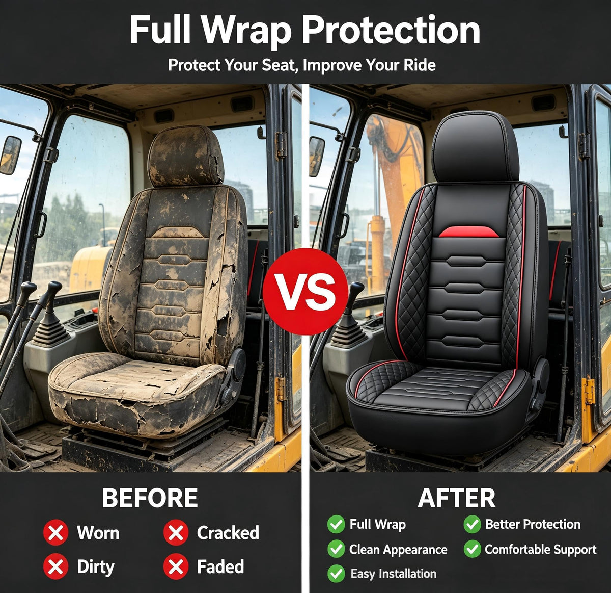 Excavator Seat Cover for Bobcat E32 E34 E35 E38 E40 E42 E45 E48 E50 E55