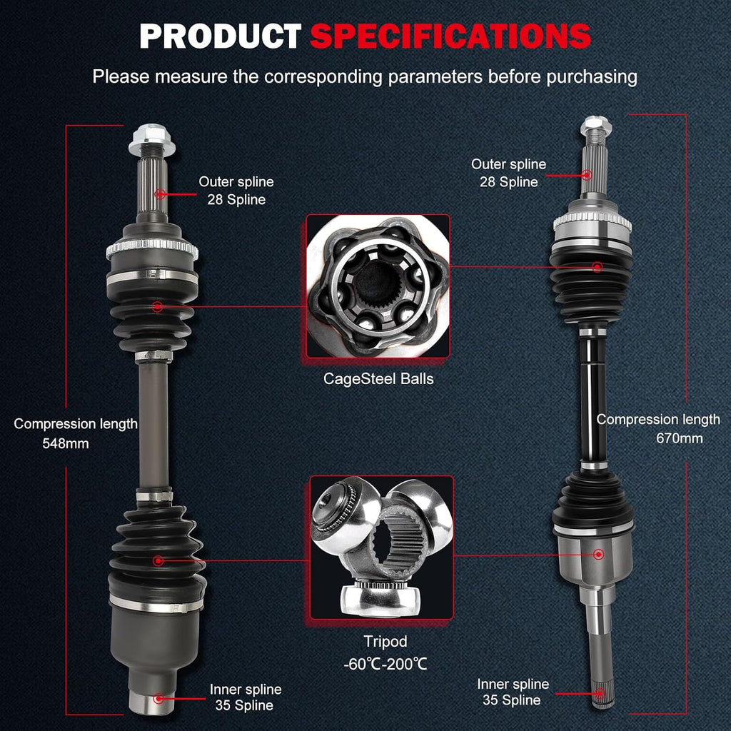 CCIYU Front CV Axle Shaft Assembly for Ford for Escape 2001-2008 for Mazda