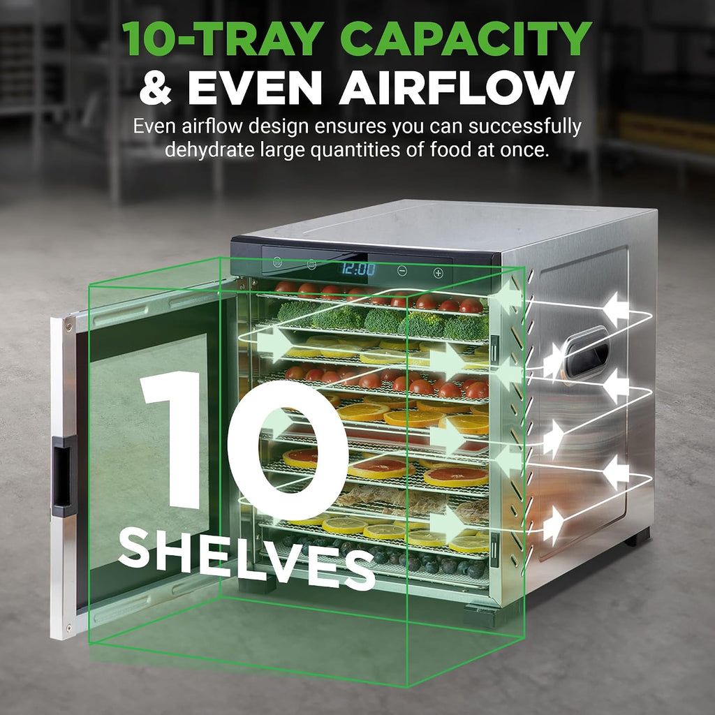 Electric Countertop Food Dehydrator -900-Watt Premium Multi-Tier Meat Beef Jerky Maker Fruit/Vegetable Dryer w/10