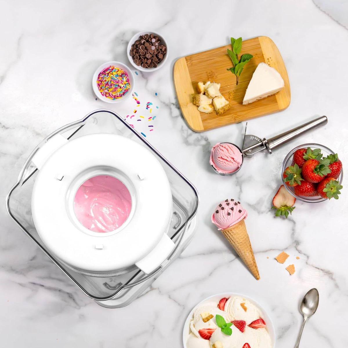 Electric Ice Cream Maker, White