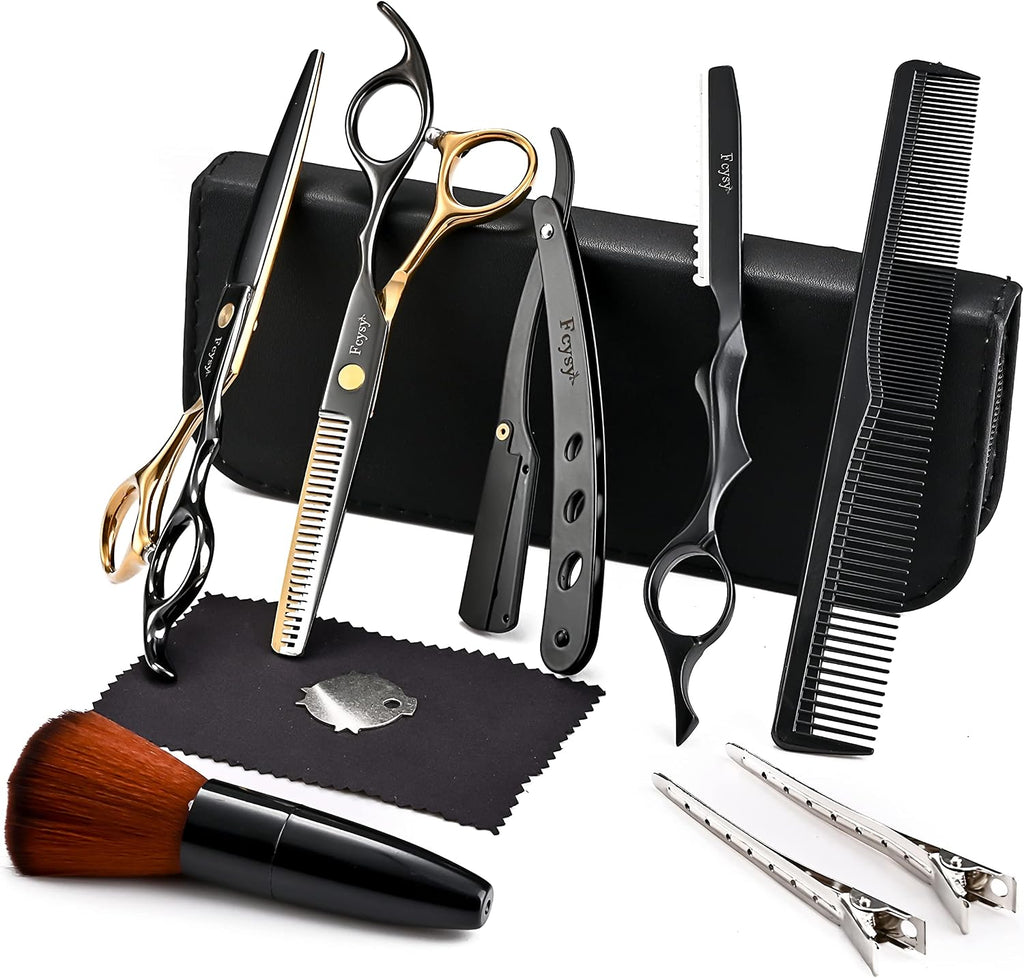 Professional Hair Shears Thinning Scissors Set, Fcysy Barber Shears Hair Cutting Scissors Kit, Hairdresser Trimming