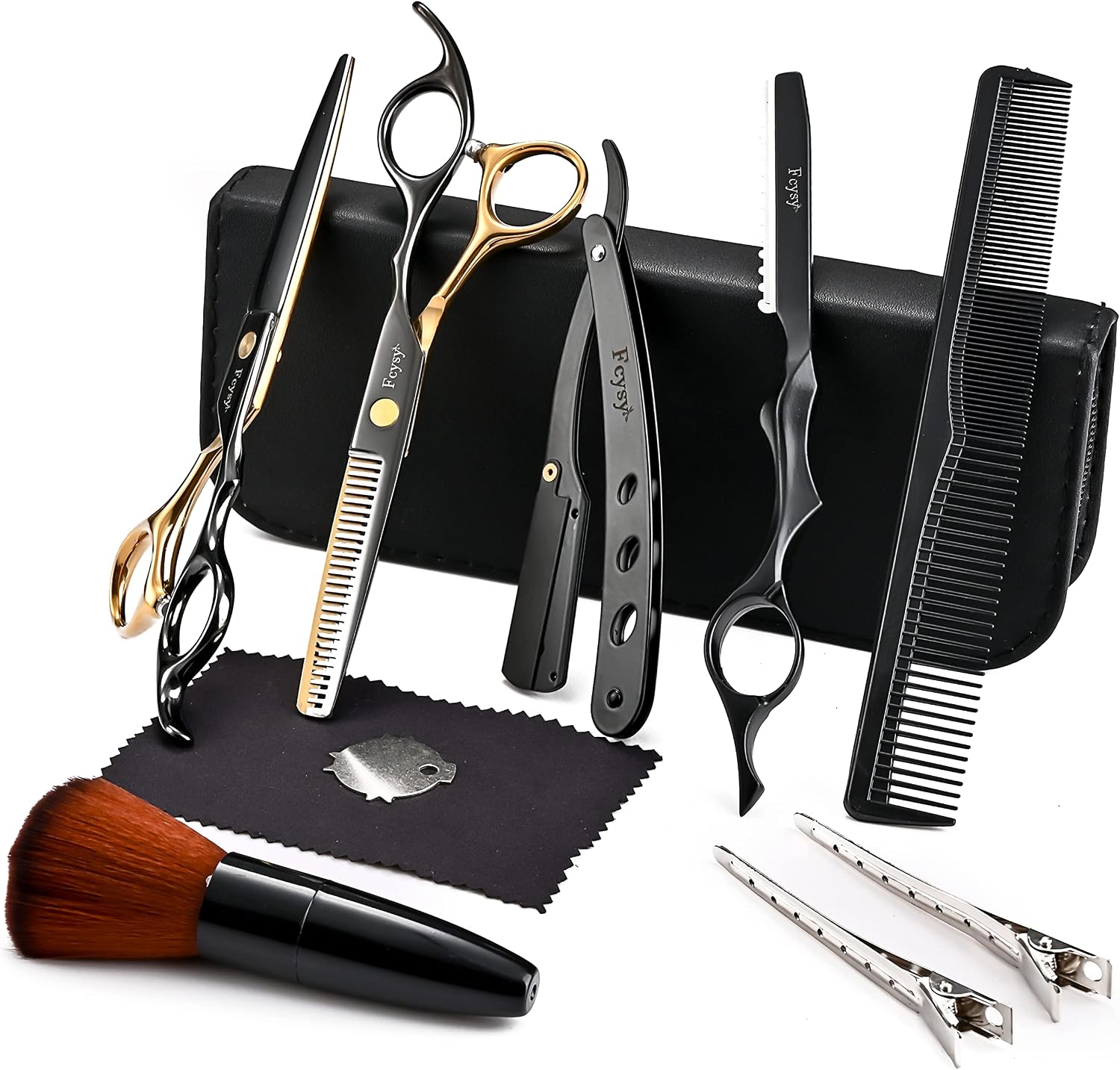 Professional Hair Shears Thinning Scissors Set, Fcysy Barber Shears Hair Cutting Scissors Kit, Hairdresser Trimming