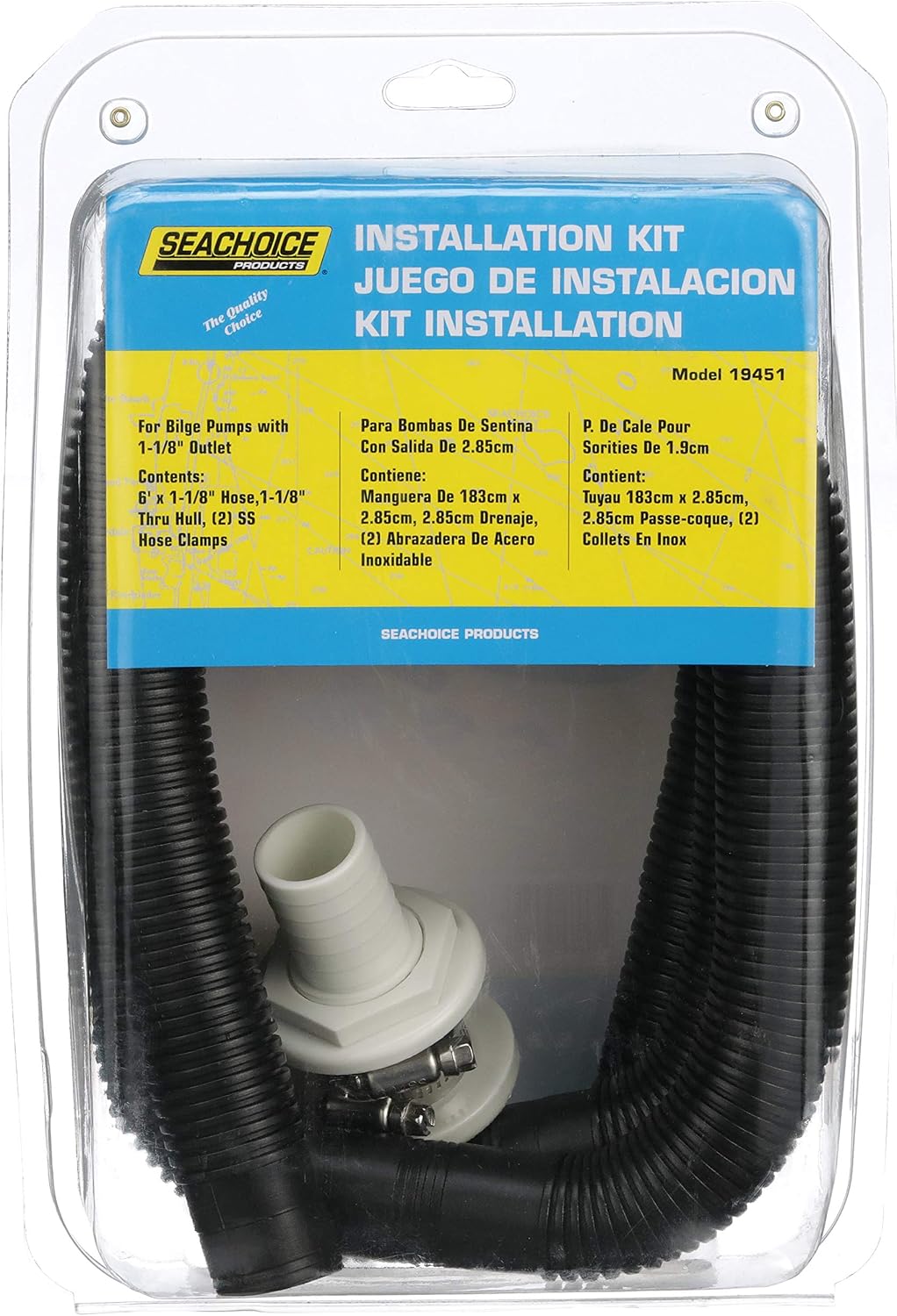 Seachoice Bilge Pump Installation Kit for 3/4 in. Outlets, Includes 6 Ft. Hose