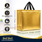 Bulk Set of 60 Reusable Large Gold Gift Bags with Handles