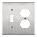 ENERLITES Combination Toggle & Duplex Metal Wall Plate, St&ard, Silver