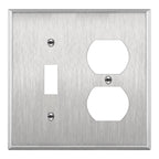 ENERLITES Combination Toggle & Duplex Metal Wall Plate, St&ard, Silver