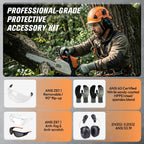 Arborist Helmet Kit with Visor, Earmuffs, A5 Gloves & Glasses | Vented Climbing Hard Hat for Landscapers, Brush