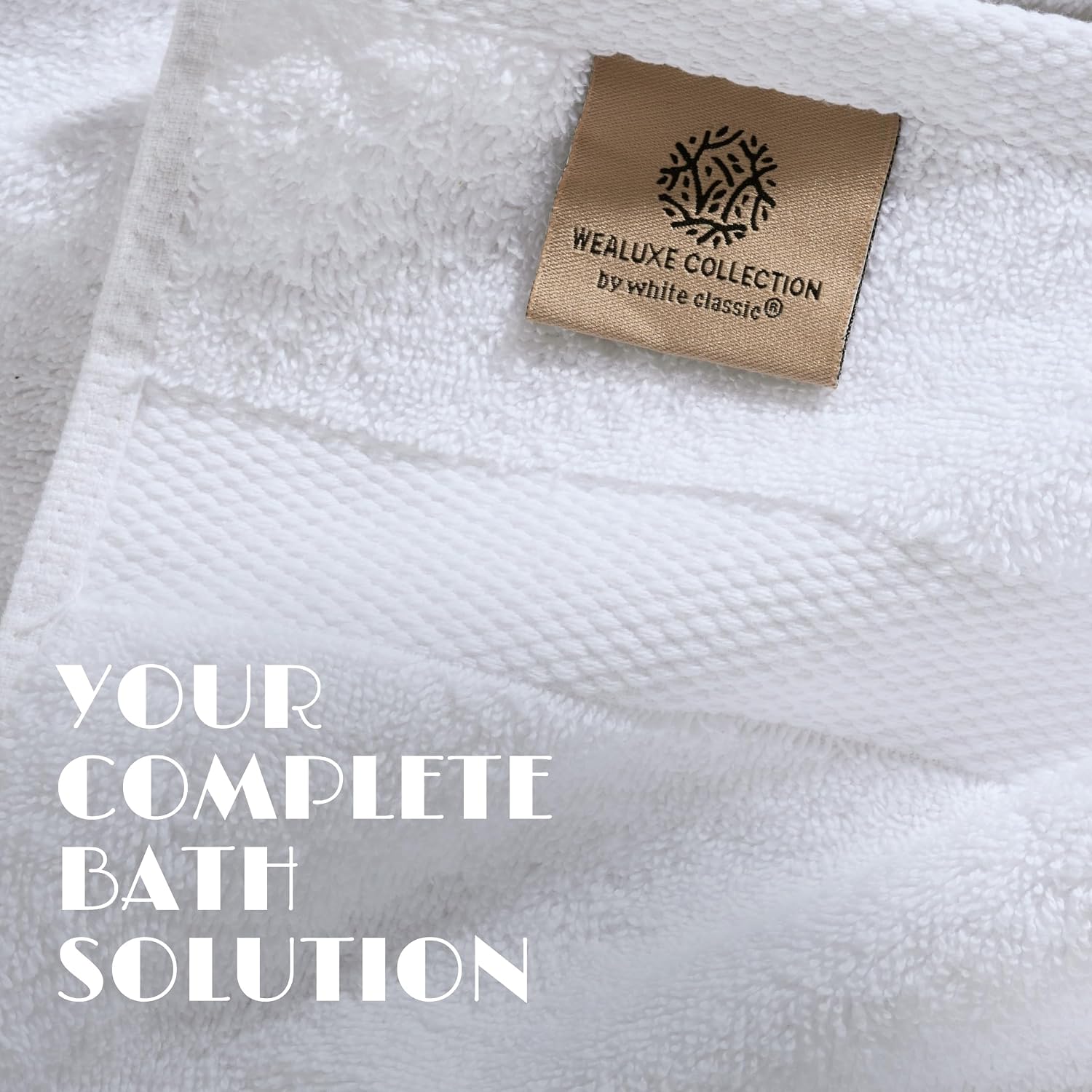 White Bath Towel Set of 6 - 100% Cotton Highly Absorbent Towels for Bathroom, 2 Luxury Bath Towels 650GSM, 2 Hand