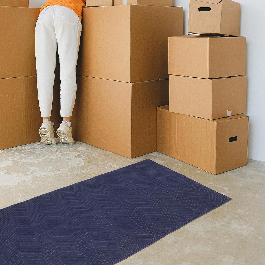 Blue Non Woven Moving Blanket, Nonslip Impact Cushion Furniture Protector