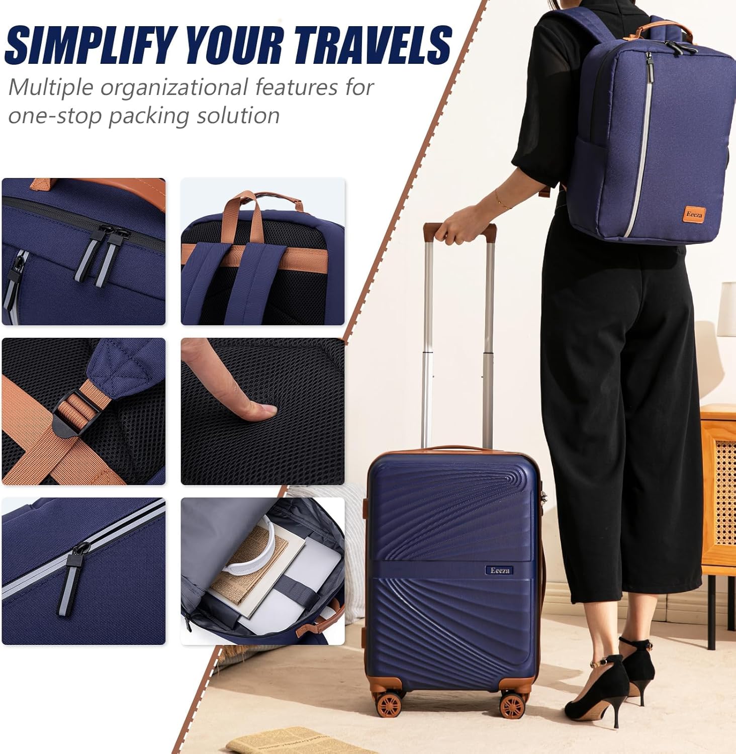 Carry On Luggage Set 22x14x9 Airline Approved Luggage Sets 3 Piece,Suitcases with Wheels,ABS Hard Case Luggage with