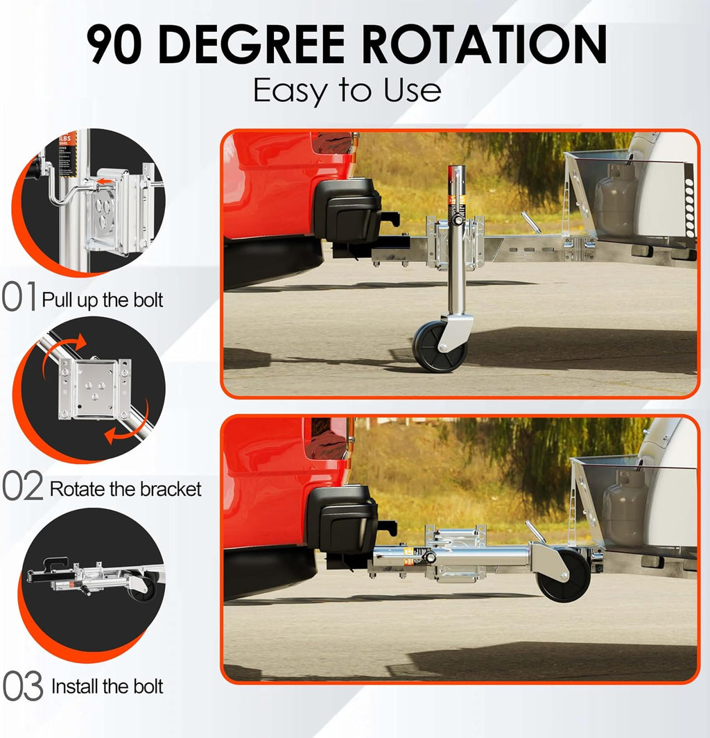 2000 lbs Trailer Jack with Dual Wheel, Heavy Duty Swivel Boat Jack