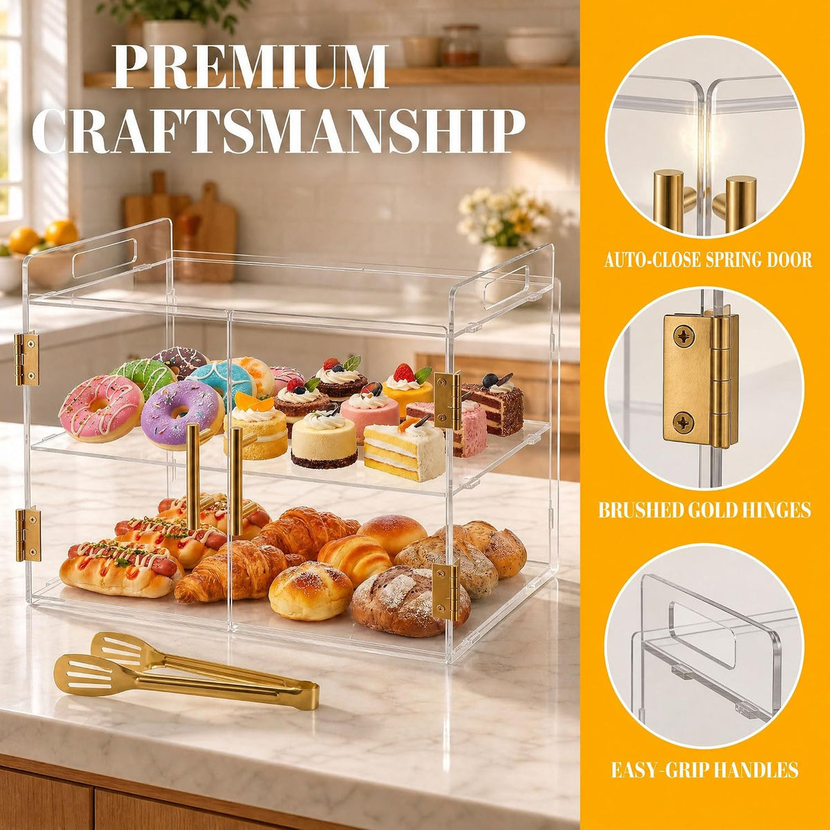 2-Tier Commercial Bakery Display Case Countertop Pastry Display Case