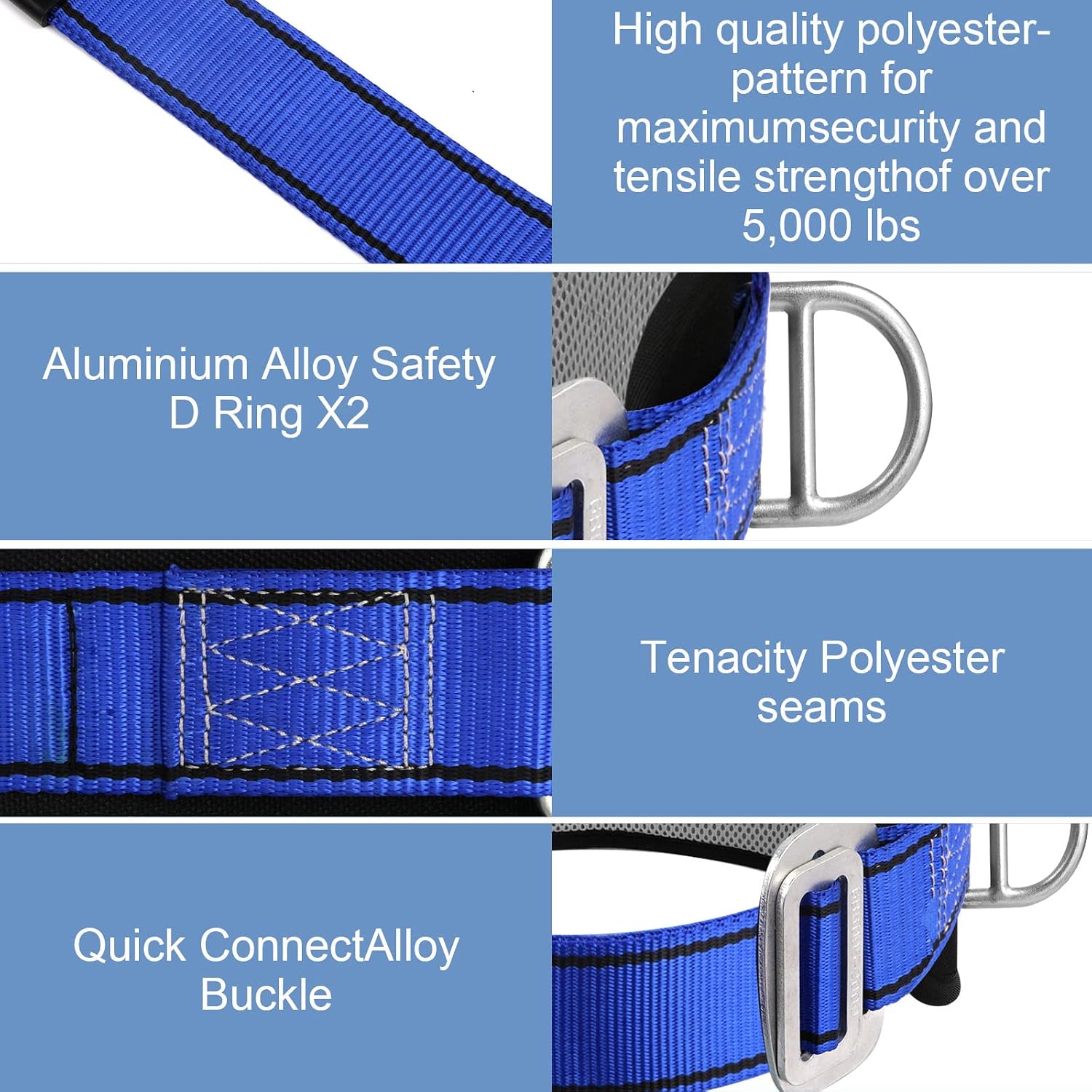Trsmima Safety Climbing Harness Belt - Positioning Climbing Belt with Waist Pad and 2 D Rings, Personal Portable