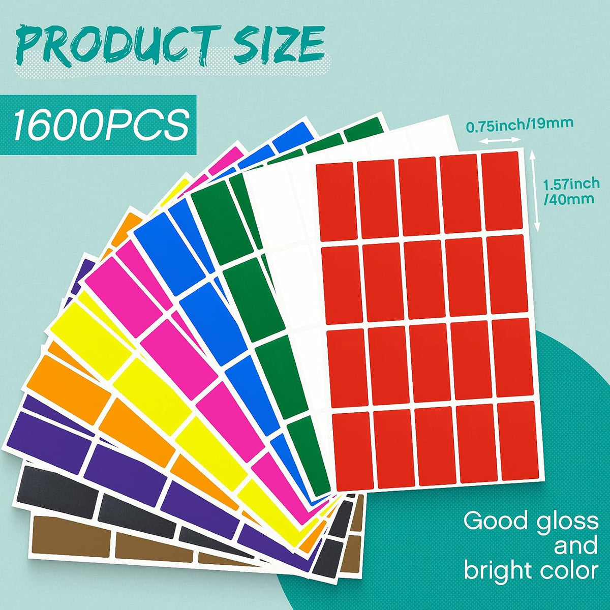 1600 Pieces Rectangular Color Coding Stickers 1.57 x 0.75 Inch
