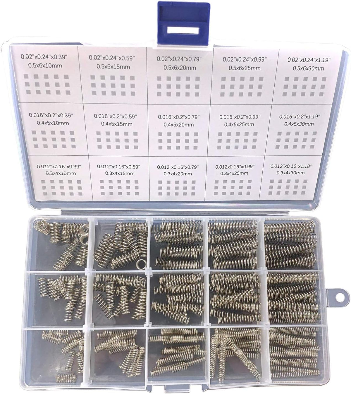 Compression Springs Assortment Kit, 15 Different Sizes 225pcs Mini Stainless Steel Springs for Repairs, 0.39" to