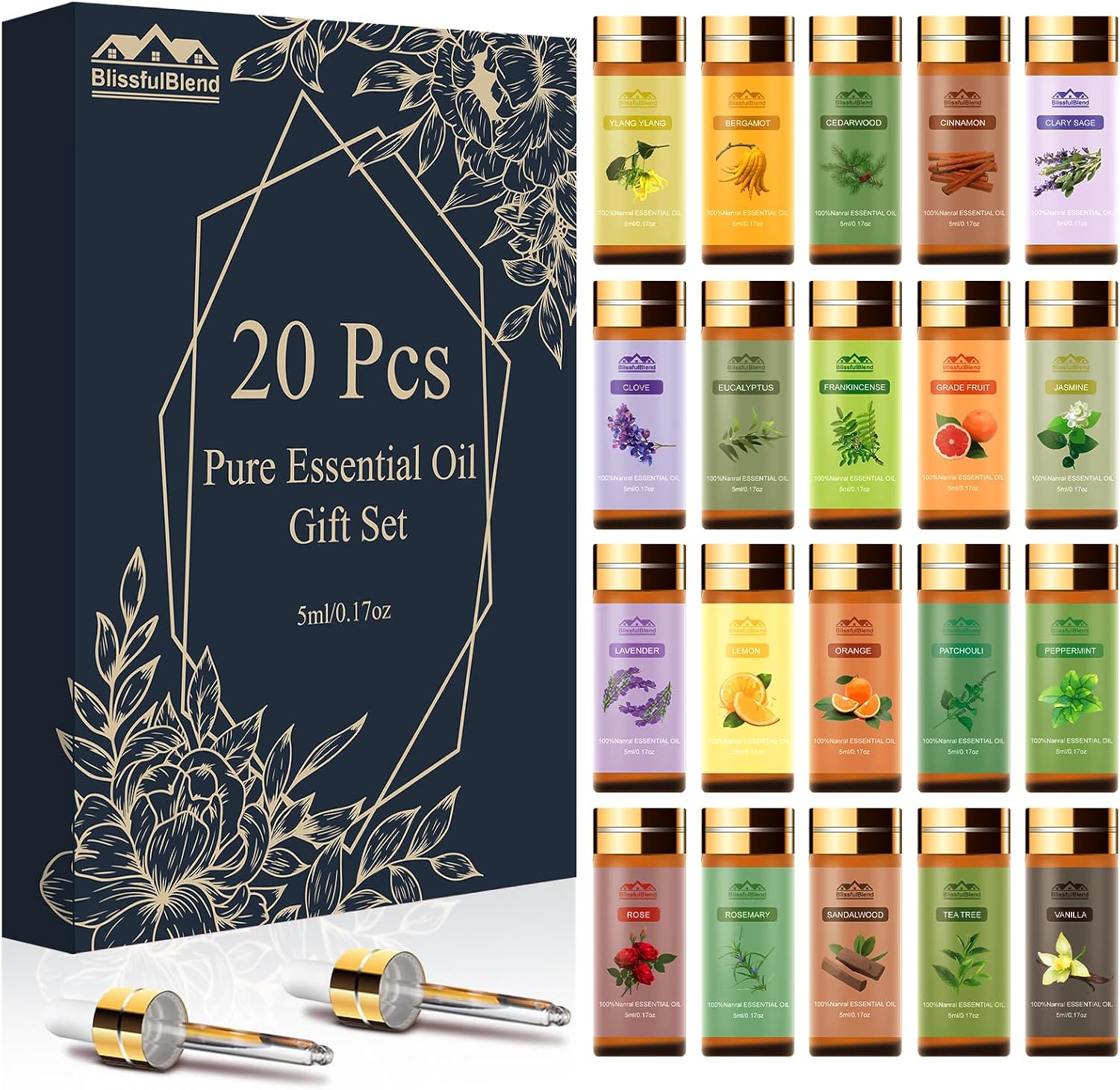Pure Essential Oils for Diffuser for Home & Hotel, 20 PCs x 5ML (0.17oz) | Fragrance Oils for Candle & Soap Making