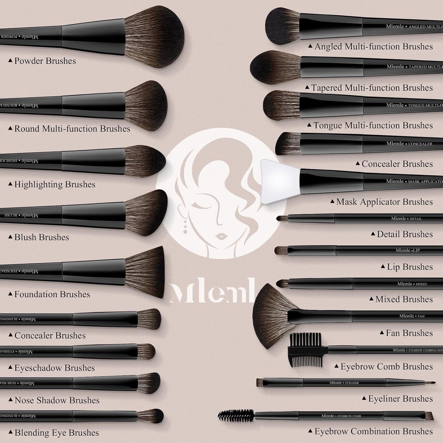 Makeup Brushes Set, Mlemle Professional 25 Pcs Makeup Kit, Include Powder Foundation Concealers Blush Eye shadows 21