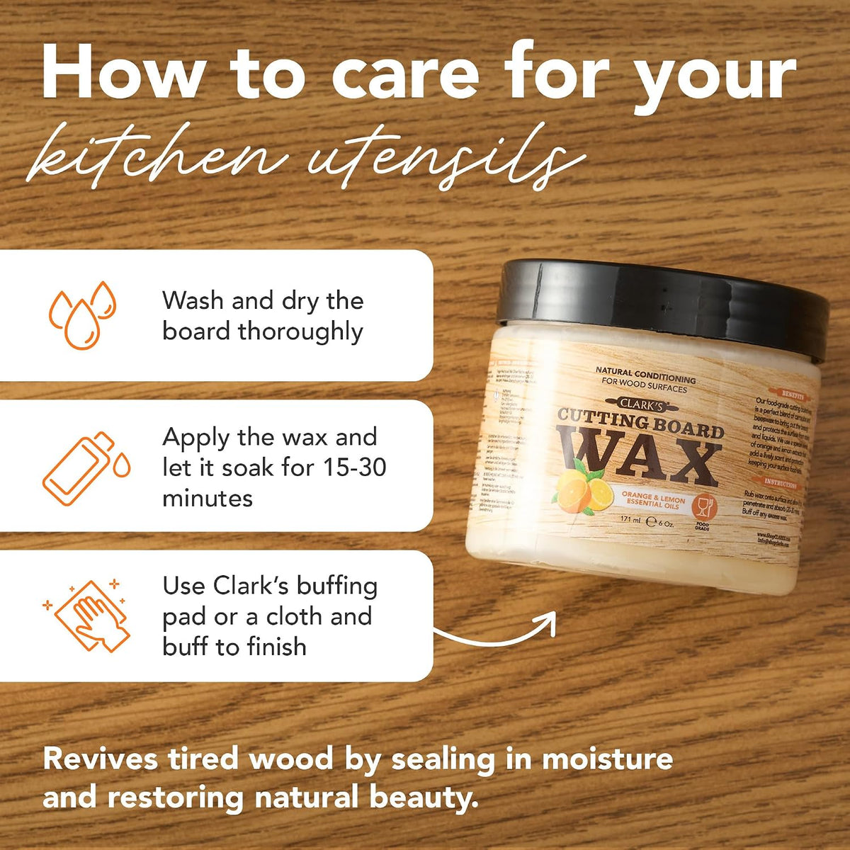 Cutting Board Wax - 2-in-1 Wood Butter & Food Grade Mineral Oil with Beeswax – Butcher Block Conditioner for Cutting