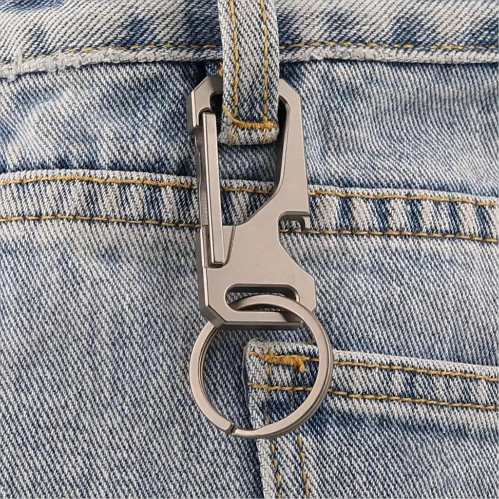 Titanium Carabiner Keychain for Men, Heavy Duty Key Ring Clip | Metal KeyRing Clip with Bottle Opener, EDC Multitool