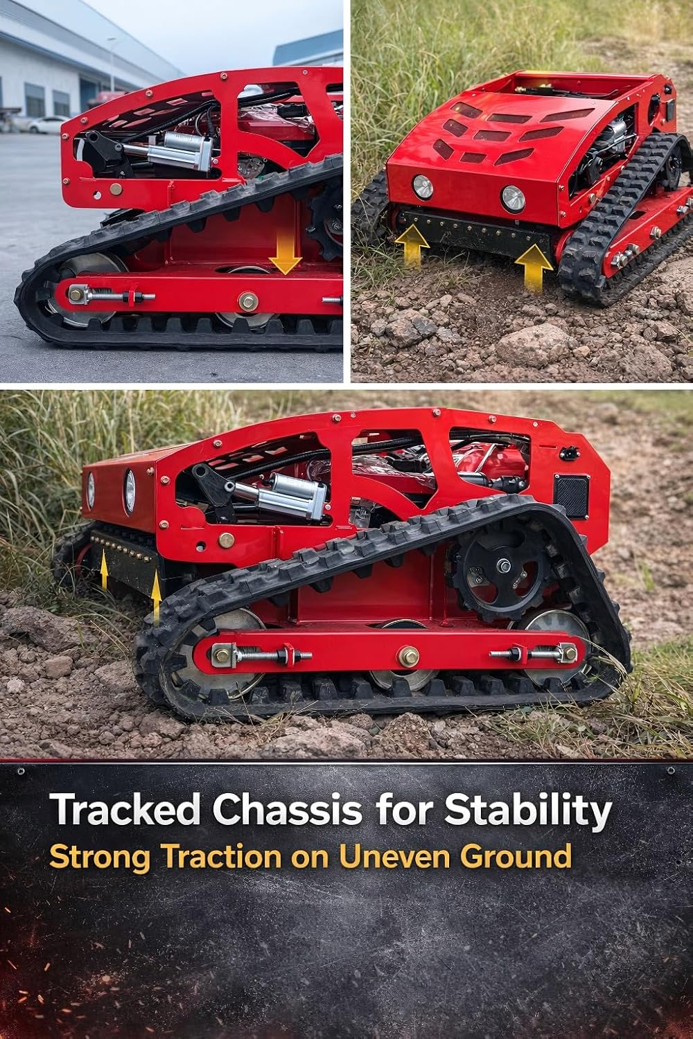 9HP Remote Control Lawn Mower, Gas Powered RC Tracked Brush Cutter with 21.7" Cutting Width, 40° Slope-Capable
