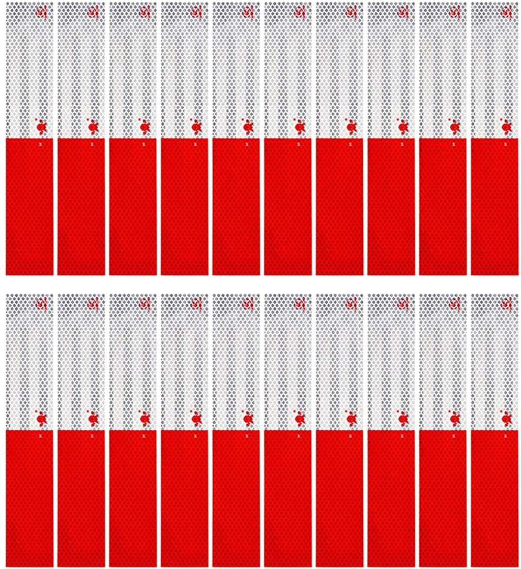 Reflective Tape 2" × 12" 20 Pack Red/White Trailer Reflector