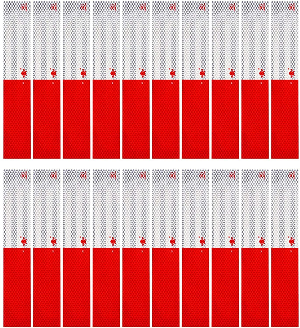 Reflective Tape 2" × 12" 20 Pack Red/White Trailer Reflector
