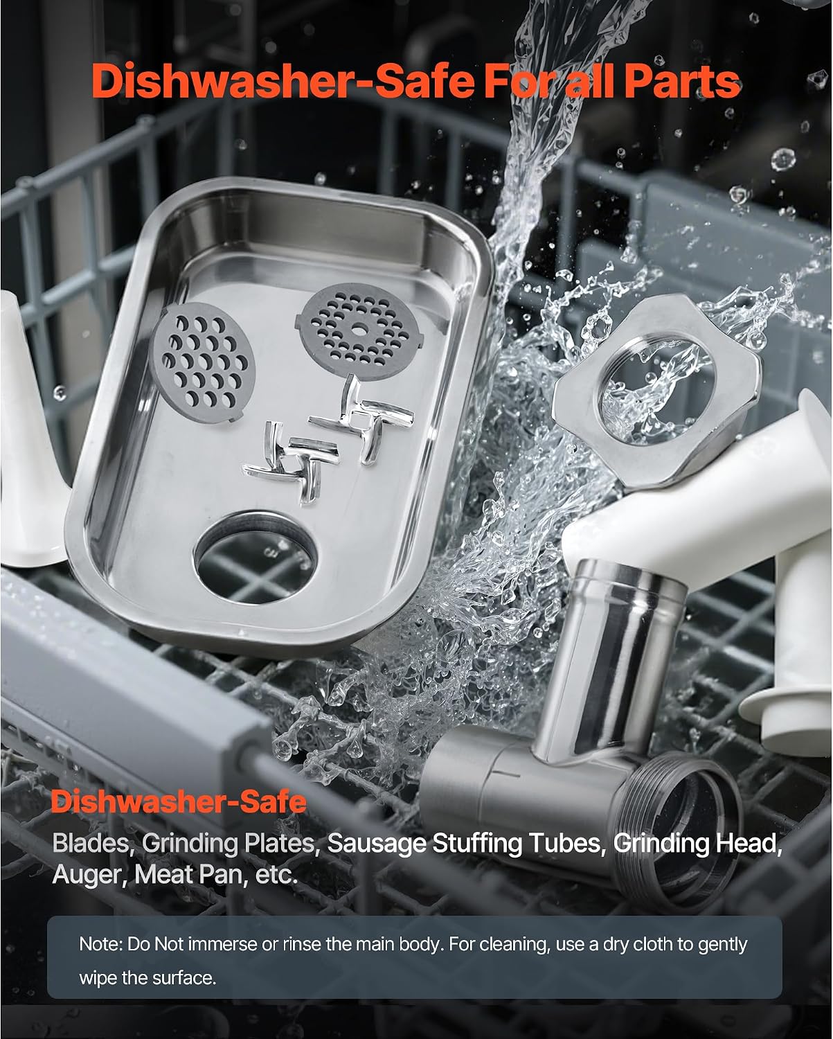 Commercial Electric Meat Grinder – 600W Stainless Steel Industrial Mincer with Sausage Stuffer, 5 lbs/min Capacity