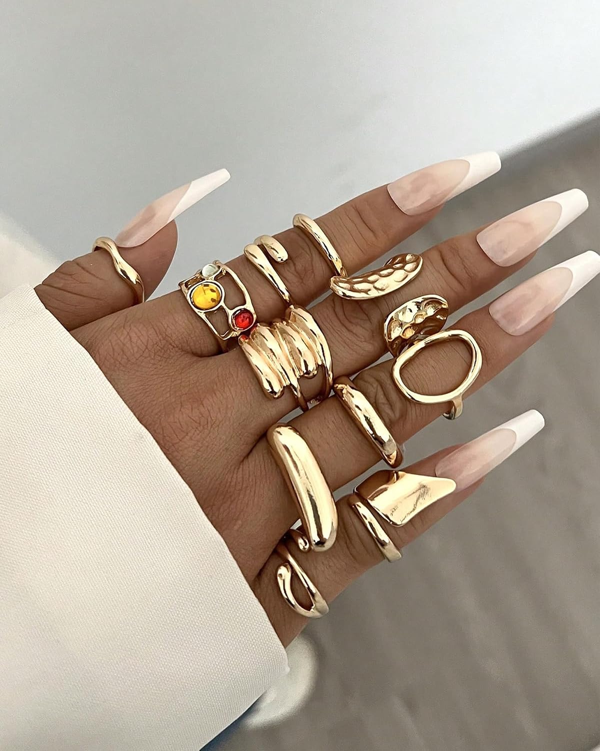 20 Pcs Gold Ring Set for Women, Chunky Statement Flower Finger Midi Rings, Big Boho Stacking Rings Pack Trendy Stuff