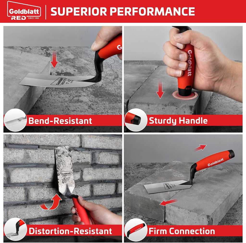 RED Margin Trowel, 5" x 2" Upgraded Ground Blade | Professional Masonry Tools, Heavy Duty One-Piece Forging, Premium