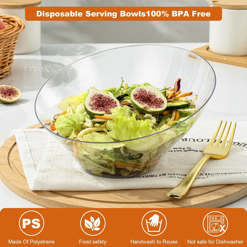 12 Pack Clear Plastic Serving Bowls for Party - 20 OZ