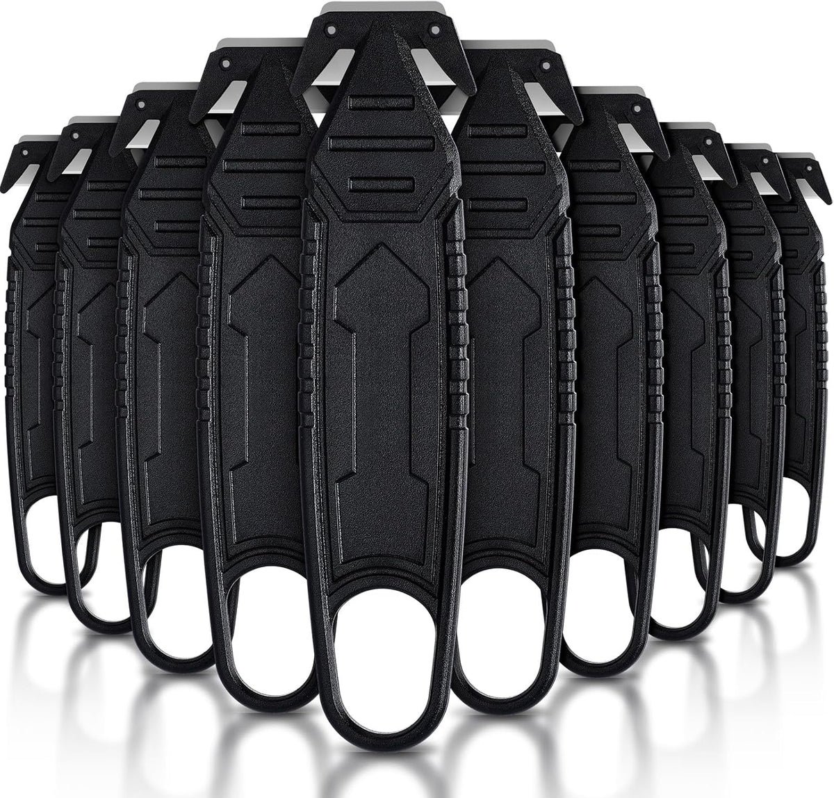 10 Pcs Safety Box Cutter with Concealed Blade Opener, Black