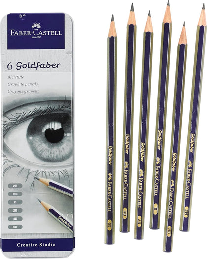 Graphite Sketch Pencil Set - 6 Graphite Pencils (2H, HB, B, 2B, 4B, 6B), Drawing Pencils and Sketching Supplies