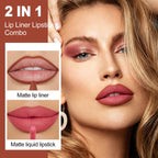 Brown Lip Liner Pink Matte Liquid Lipstick Combo for Women