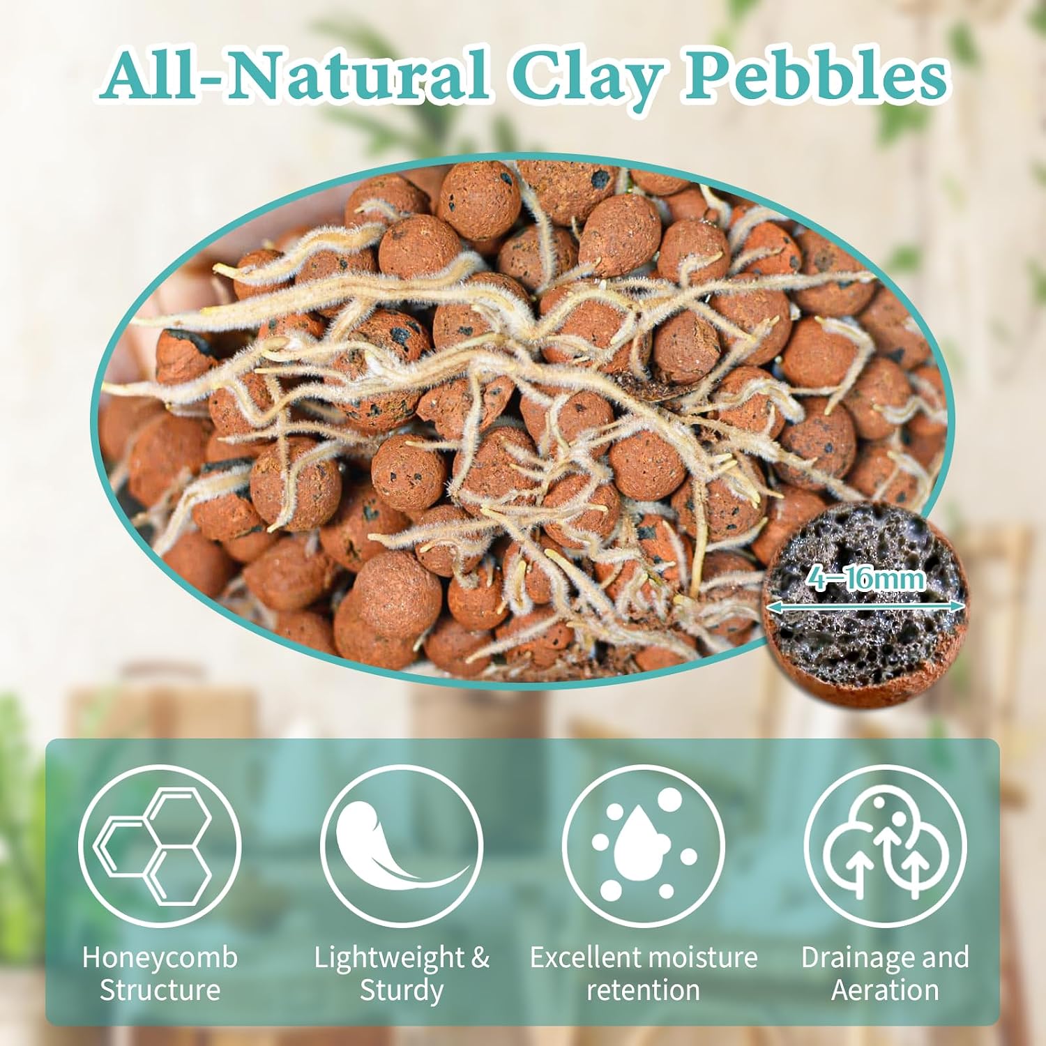15LB Leca Clay Pebbles for Plants 4mm-16mm Clay Balls for Hydroponic | Drainage, Reusable, Aeration, Moisture