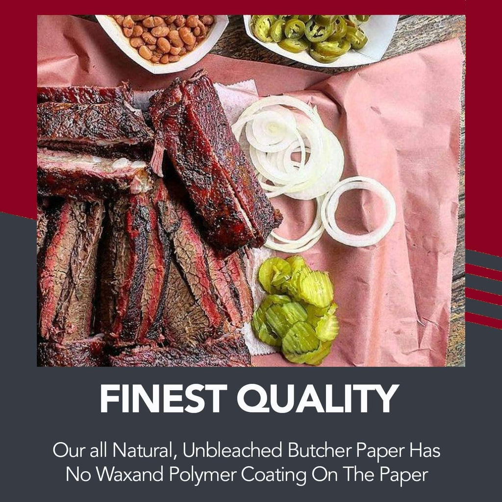 Pink Butcher Paper Roll, 12 Inch x 60 Feet, Unwaxed, Bleach Free, Perfect for Smoking Meat, Brisket, Crawfish Boil