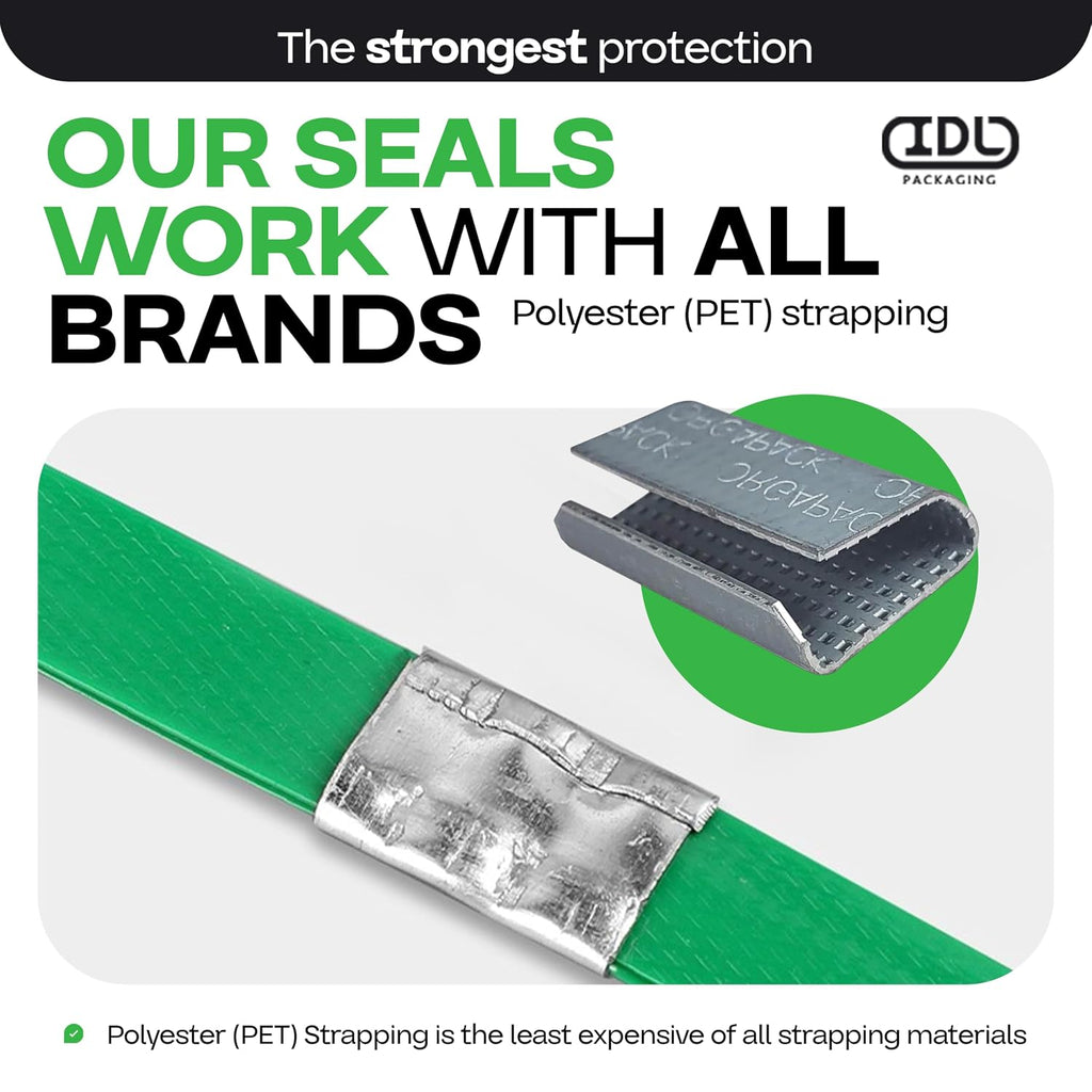 Orgapack Open Serrated Seals for 5/8" Strap Width Polyester (PET) Strapping (Pack of 100) - Patented Serrated Pattern