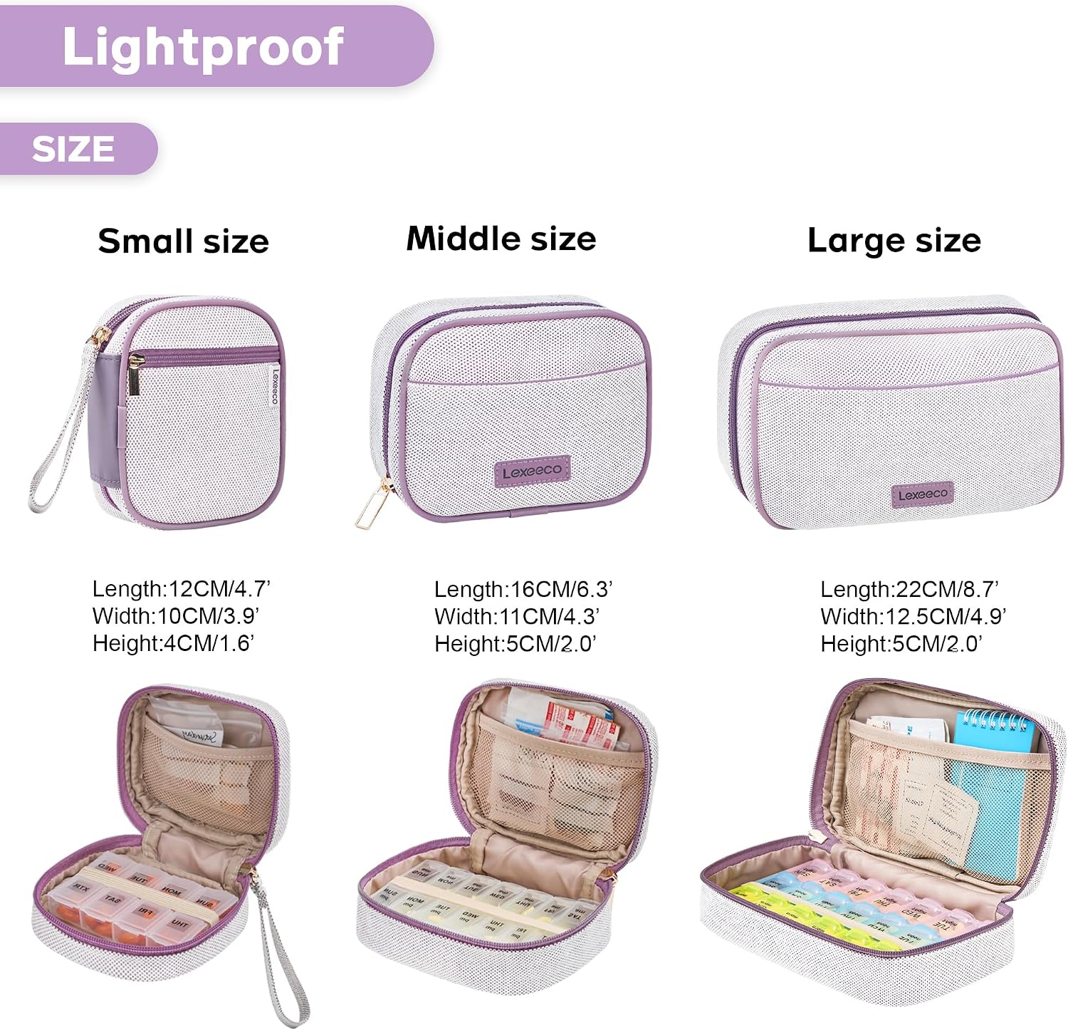 Weekly Travel Pill Organizer 3 Times A Day Pill Case for Purse with Removable 7 Day Pill Box Holder,Cute Medication