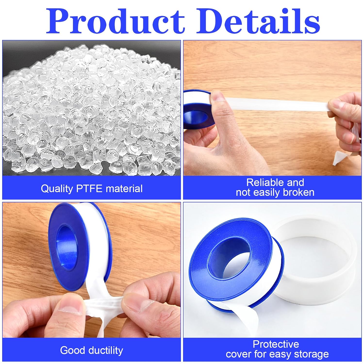 100 Rolls Teflon Tape,1/2 x 520 in Plumbers Tapes, PTFE Tape Waterproof Sealant Pipe Tape for Shower Head,Pipe