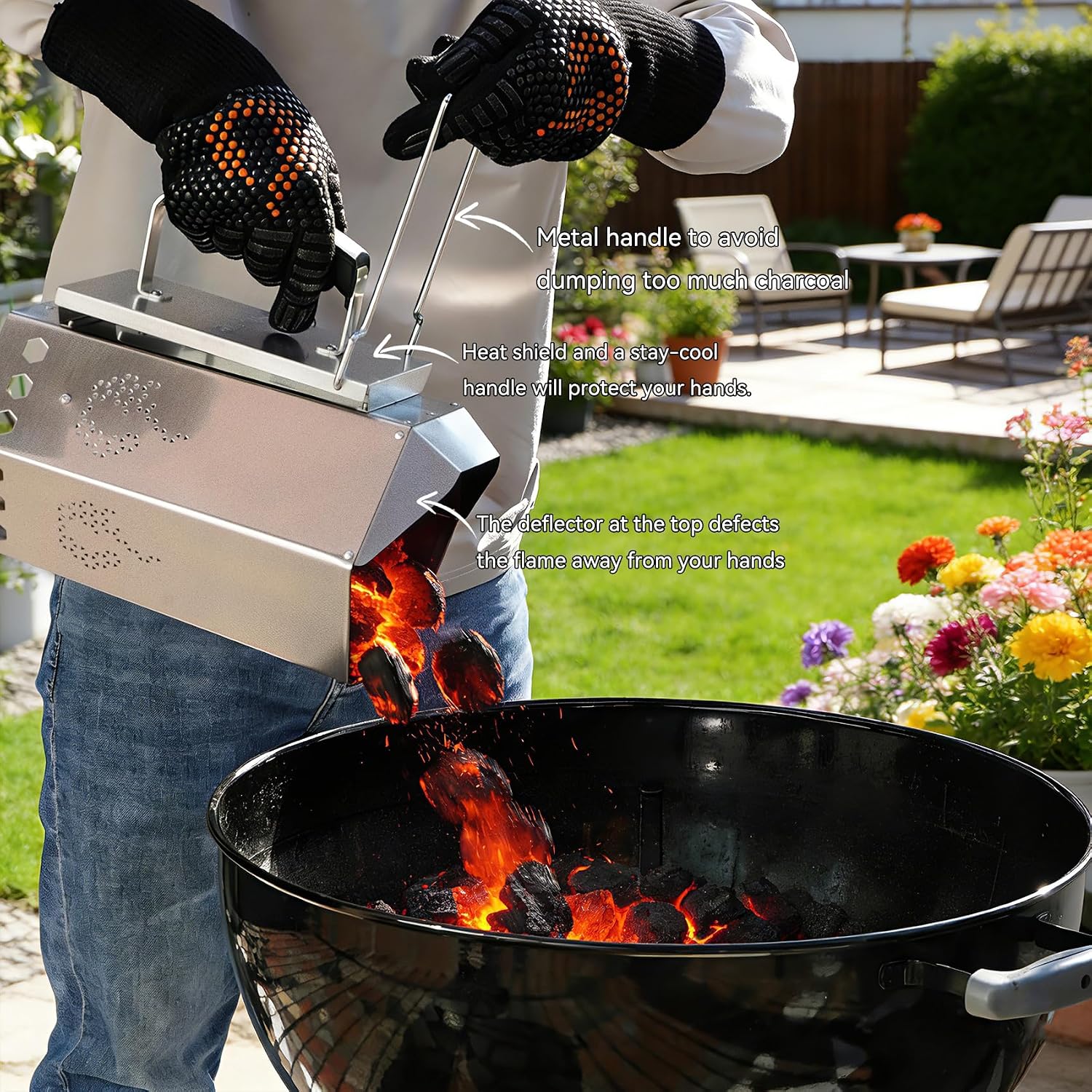 Heavy Duty Charcoal Chimney Starter with 50 PCS Wood‑Wool Stick