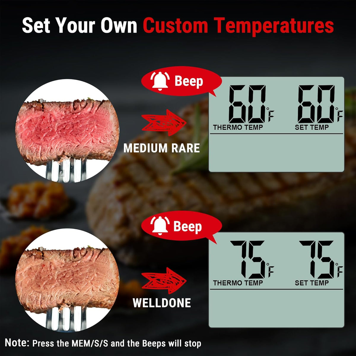 TempTrack Large LCD Digital Meat Thermometer for Cooking, Smoking